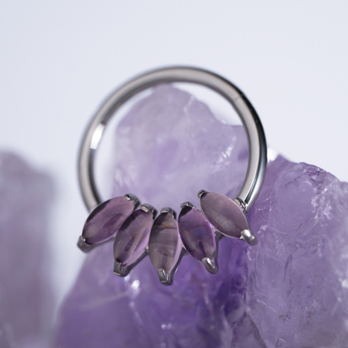 Кольцо-кликер 5K Iris Amethyst 1.2 мм (16 G) фото 3